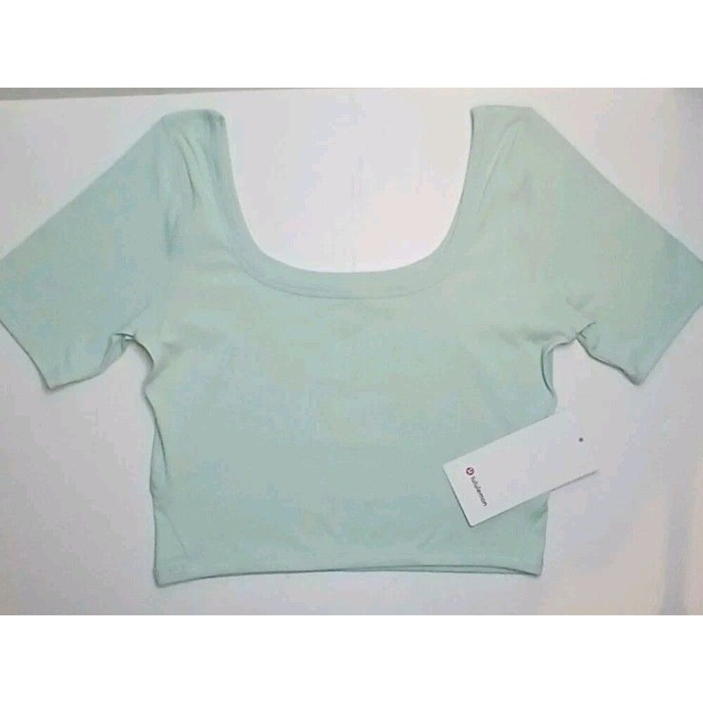 Lululemon Sz 10 Ribbed Held Tight Tee Delicate Mint Green Stretch Athleisure NWT